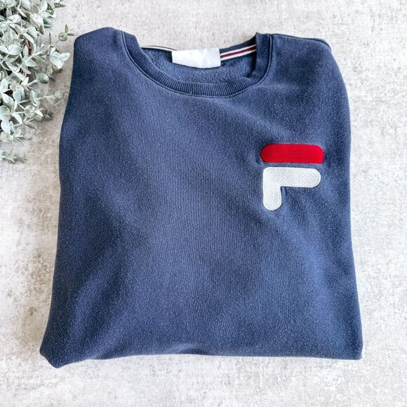 Fila Navy Vintage Crewneck Sweater Size Large - Picture 1 of 7